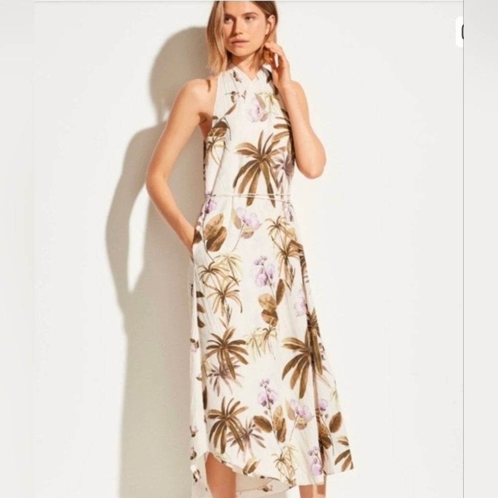 Vince Floral Halter Summer Casual Neck Maxi Dress